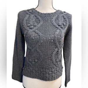 ANTHROPOLOGIE hazel sweater gray open weave small sweater cable knit new